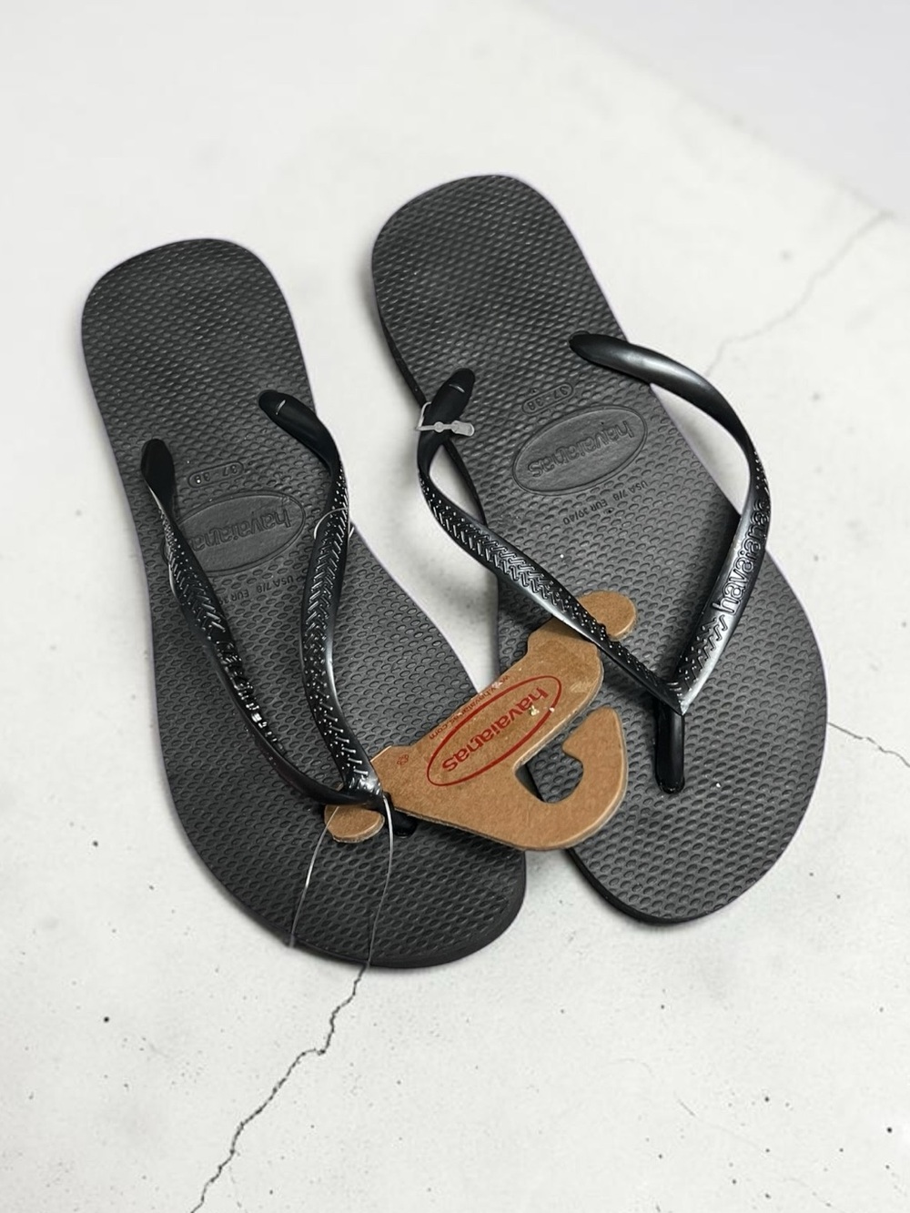 🌻NEW Havaianas Slim Flip FlopsThin Strap Textured Rubber Footbed Brazil 7/8